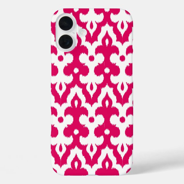 Coques Case-Mate iPhone Modèle marocain Ikat Damask, Fuchsia rose & blanc (Verso)