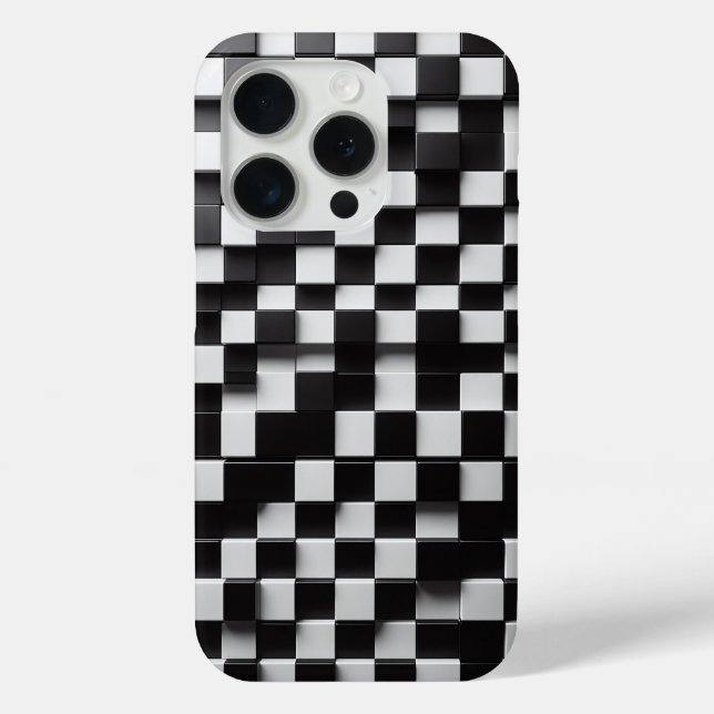 Coques Case-Mate iPhone Modern 3D Black & White Checkerboard Phone Case  (Verso)