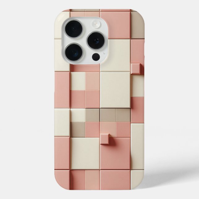 Coques Case-Mate iPhone Modern 3D Geometric Square Case Dusty Rose, Cream (Verso)