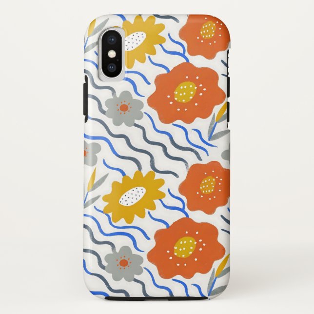 Coques Case-Mate iPhone Modern Abstract Flowers Boho Wavy (Dos)
