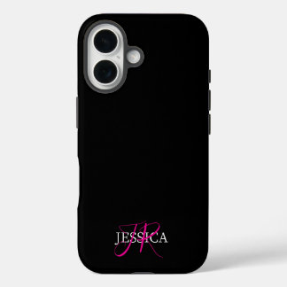 Coque Pour iPhone 16 Modern Black Pink Feminine Script