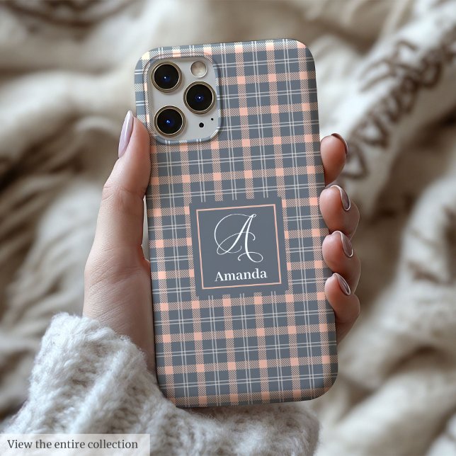 Coques Case-Mate iPhone Modern Coral Grey iPhone Case Chic Name Organizer (Modern Coral Grey iPhone Case Chic Name Organizer)