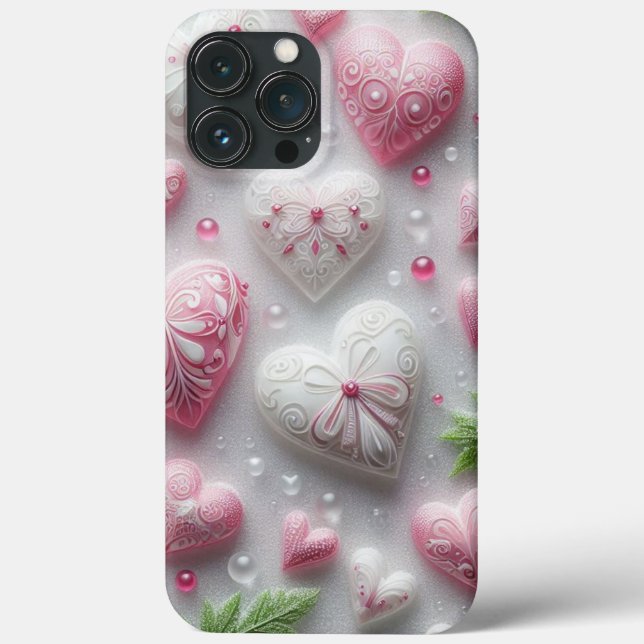 Coques Case-Mate iPhone Modern elegant pink white heart valentine  (Verso)