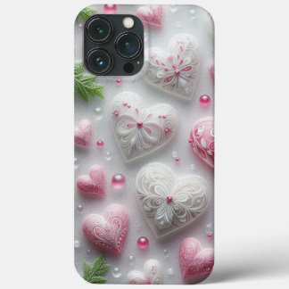 Case-Mate iPhone Case Modern elegant pink white heart valentine