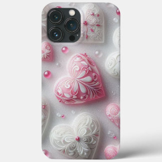 Case-Mate iPhone Case Modern elegant pink white heart valentine