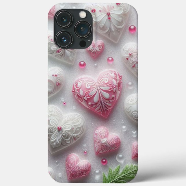 Coques Case-Mate iPhone Modern elegant pink white heart valentine  (Verso)