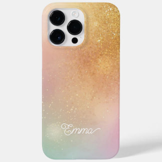 Coque Pour Pour iPhone 14 Pro Max Modern Glitter Holographic Gold with Name