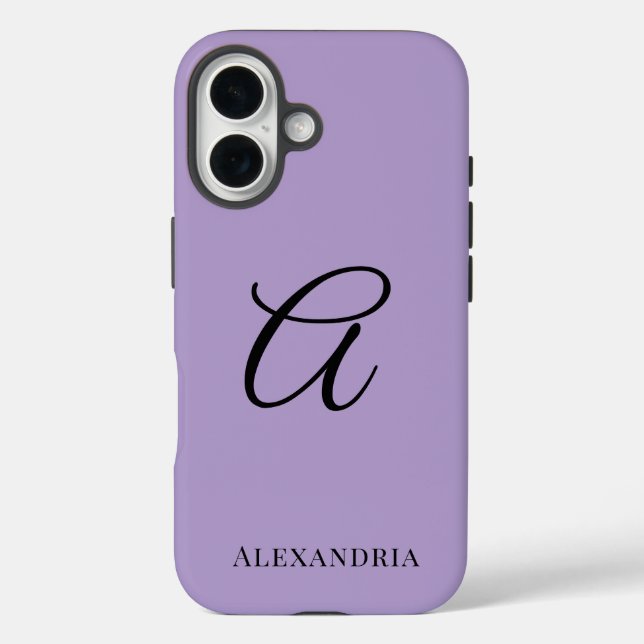 Coques Case-Mate iPhone Modern Purple Stylish Personalized Name Initial (Verso)