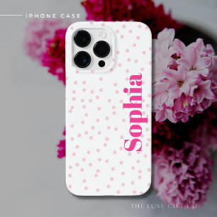 Coque Pour Pour iPhone 14 Pro Max Modern Simple Typography Pink Polka Dot