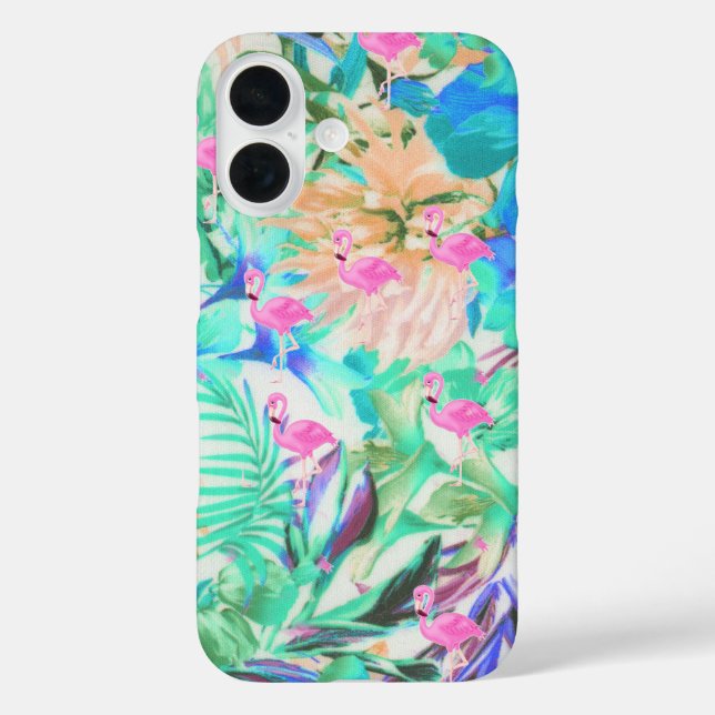 Coques Case-Mate iPhone Modern tropical teal pink floral flamingo (Verso)