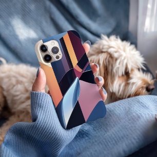 Coques iPhone 16 Pro Max Moderne 3D Metallic Blue et Peach Abstrait