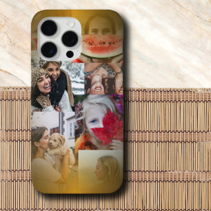 Coque iPhone 15 Pro Max Moderne 6 Photo Collage Or Gradient métallique