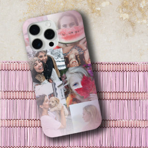 Coque iPhone 15 Pro Max Moderne 6 Photo Collage rose pâle