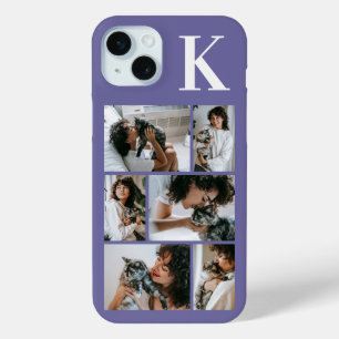 Coque iPhone 15 Mini Moderne 6 Photo Violet pour Animaux de Compagnie