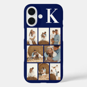 Coque Pour iPhone 16 Moderne 8 Photo Bleu Marine