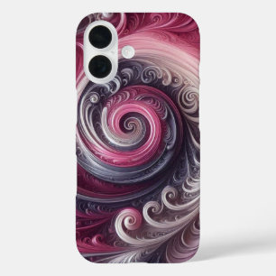 Coque Pour iPhone 16 Moderne Abstrait Simple Tourbillonnant Rose et Vio