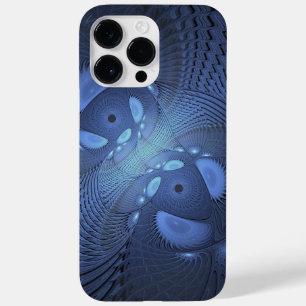 Coque Pour Pour iPhone 14 Pro Max Moderne Abstrait tendance Dusk Blue Fractal Art