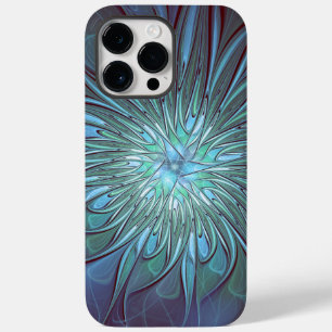 Coque Pour Pour iPhone 14 Pro Max Moderne Abstrait tendance Fleur bleue Fractal Art