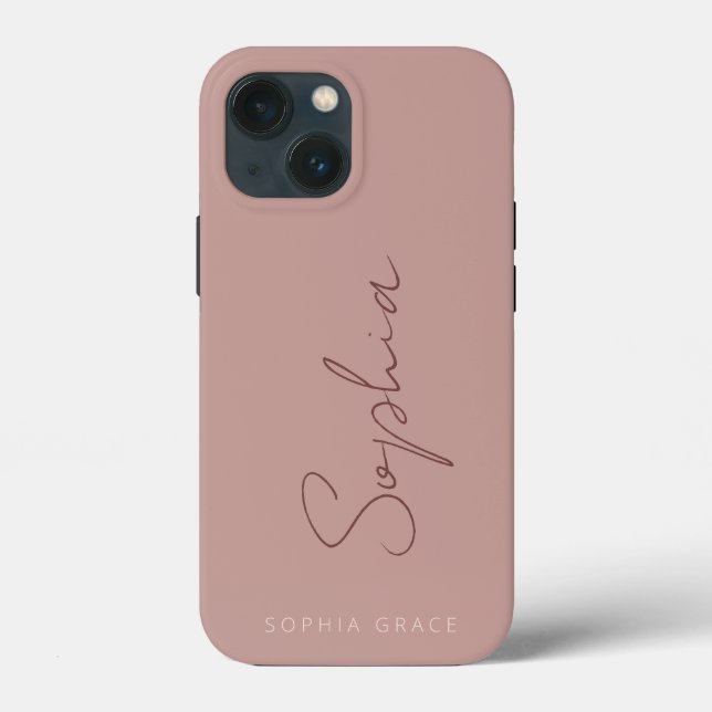 Coques Case-Mate iPhone Moderne Ajouter Votre Nom Rose Dusty élégant (Verso)
