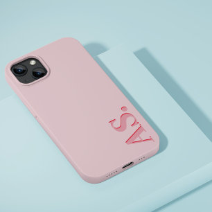 Coque Pour iPhone 14 Moderne bébé rose initial minimaliste