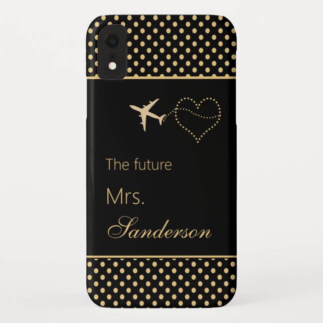 Coques Case-Mate iPhone Moderne Black Gold Pois Futur Mme Custom (Dos)