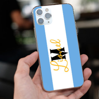 Case-Mate iPhone Case moderne Bleu & blanc Bande Nom personnalisé monogr