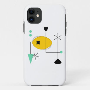 Coque Case-Mate Pour iPhone moderne bleu jaune simple rétro du milieu du siècl