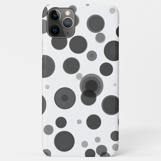 Coques Case-Mate iPhone Moderne Bulles de points noirs blancs gris Minimal (Dos)