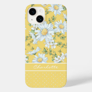 Coque Pour iPhone 14 Moderne Chic Fleurie à Points Personnalisé