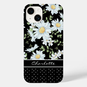 Coque Pour iPhone 14 Moderne Chic Fleurie à Points Personnalisé