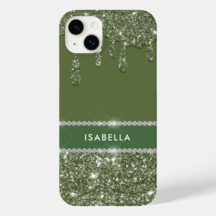 Coque Pour iPhone 14 Plus Moderne Chic Sage Green Parties scintillant Sparkl