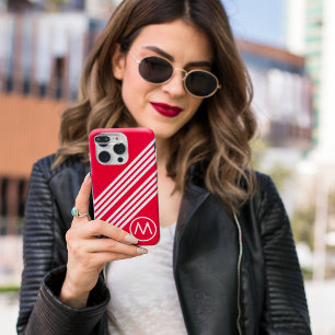 Coque iPhone 15 Pro Moderne Contemporain Gras Rouge Blanc Gris Personn