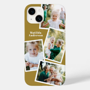 Coque Pour iPhone 14 Moderne design multi photo famille moutarde élégan