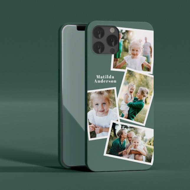 Coques Case-Mate iPhone Moderne design multi photo famille sage vert chic (Créateur téléchargé)