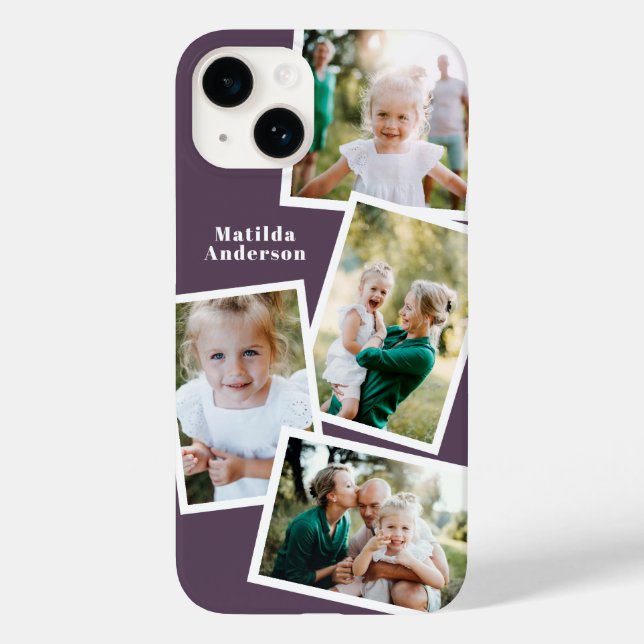 Coques Case-Mate iPhone Moderne design multi photo famille violet (Verso)