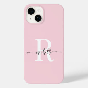 Coque Pour iPhone 14 Moderne Design rose rose clair Monogramme initial
