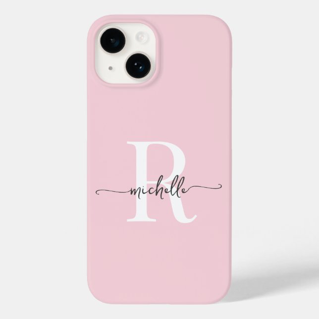Coques Case-Mate iPhone Moderne Design rose rose clair Monogramme initial (Verso)