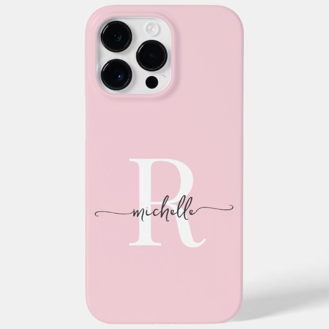 Coques Case-Mate iPhone Moderne Design rose rose clair Monogramme initial (Verso)