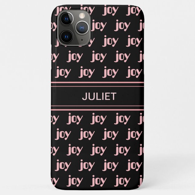 Coques Case-Mate iPhone Moderne Editable rose Joie Calligraphie sur Noir (Dos)