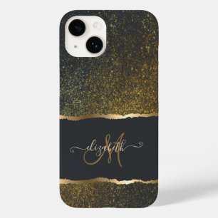 Coque Pour iPhone 14 Moderne Élégant Monogramme au Touché d'Or
