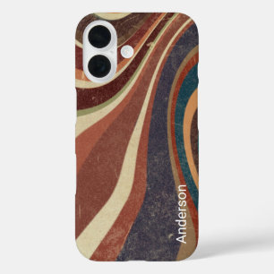 Coque Pour iPhone 16 Moderne Élégant Monogramme de Ligne Rétro