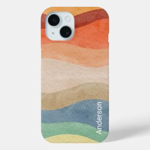 Coque Pour iPhone 15 Moderne Élégant Monogramme Ligne Rétro