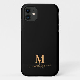 Case-Mate iPhone Case Moderne Elegant Noir et Or Monogramme