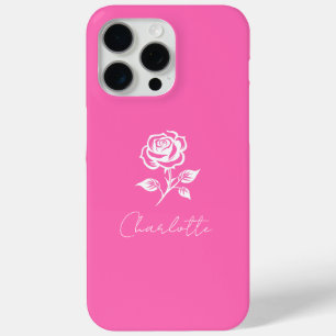 Coque iPhone 15 Pro Max Moderne Élégant Rose Chaud Et Rose Nom Personnalis