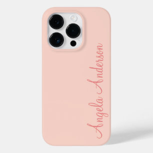 Coque Pour iPhone 14 Pro Moderne Feminine Solide Rose Soft Script Nom perso
