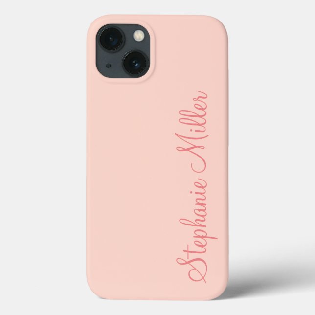 Coques Case-Mate iPhone Moderne Feminine Solide Rose Soft Script Nom perso (Verso)
