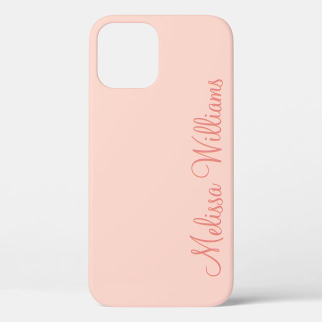 Coques Case-Mate iPhone Moderne Feminine Solide Rose Soft Script Nom perso (Verso)