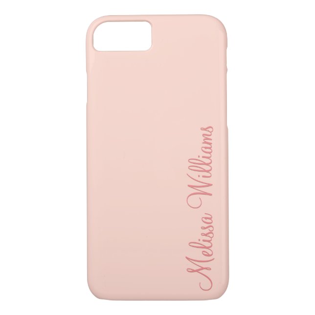 Coques Case-Mate iPhone Moderne Feminine Solide Rose Soft Script Nom perso (Dos)
