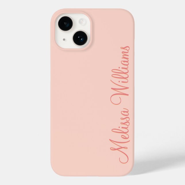 Coques Case-Mate iPhone Moderne Feminine Solide Rose Soft Script Nom perso (Verso)