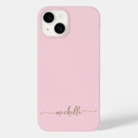 Moderne Girly élégant Blush Pink Or Nom Script
